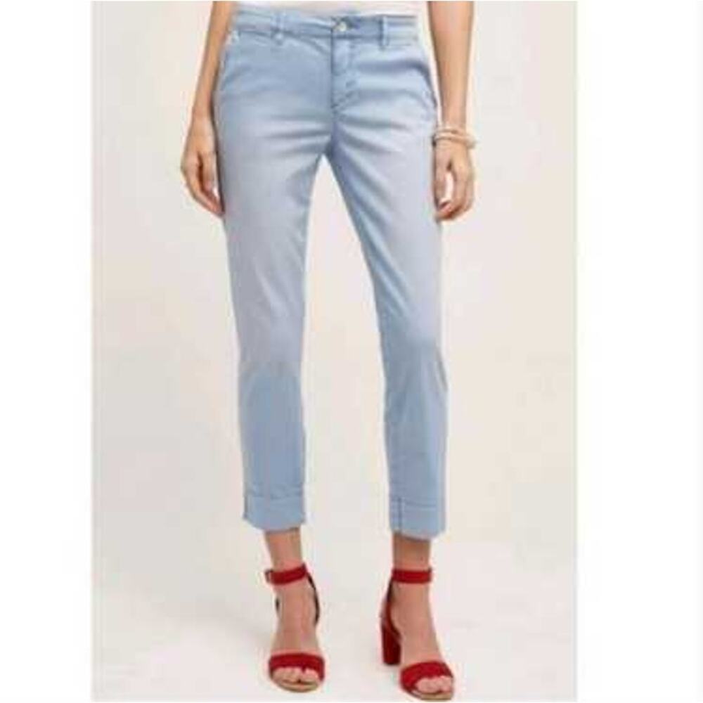 Anthro pilcro light blue stet cropped career casual pants straight comfort 27